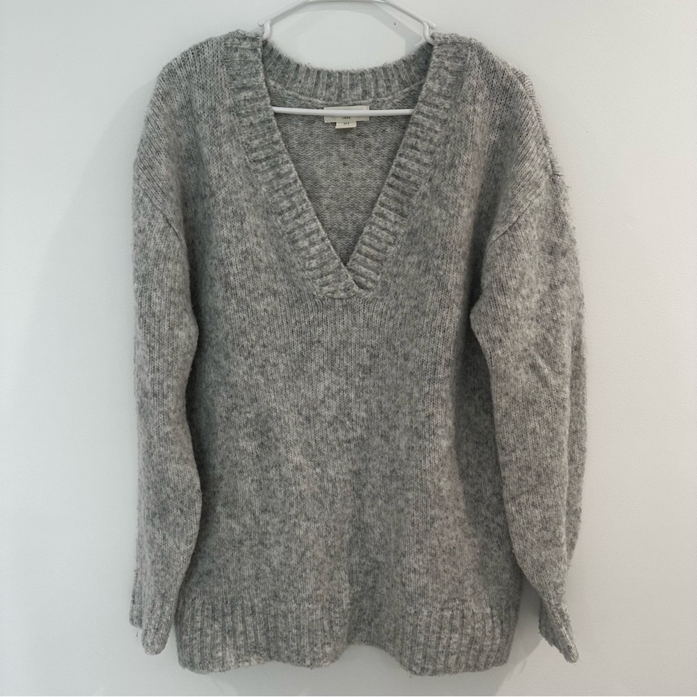 H&M Gray V-Neck Wool-blend Sweater with Relaxed Fit